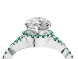 White gold Marquise Cut Diamond with Green Sapphire side stone Halo Twist Band Solitaire Prong Setting Ring_16