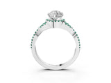 White gold Marquise Cut Diamond with Green Sapphire side stone Halo Twist Band Solitaire Prong Setting Ring_27