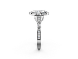 White gold Marquise Cut Diamond with Milgrain Marquise and Bezel Accents on a Solitaire Band with Prong Setting_244