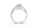 White gold Marquise Cut Diamond with Milgrain Marquise and Bezel Accents on a Solitaire Band with Prong Setting_245