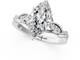 White gold Marquise Cut Diamond with Milgrain Marquise and Bezel Accents on a Solitaire Band with Prong Setting_246