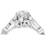 White gold Marquise Cut Diamond with Milgrain Marquise and Bezel Accents on a Solitaire Band with Prong Setting_246