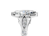 White gold Marquise Cut Diamond with Milgrain Marquise and Bezel Accents on a Solitaire Band with Prong Setting_250