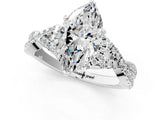 White gold Marquise Cut Diamond with Moissanite side stone Halo Twist Band Solitaire Prong Setting Ring_13