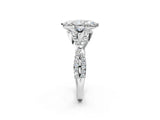 White gold Marquise Cut Diamond with Moissanite side stone Halo Twist Band Solitaire Prong Setting Ring_14