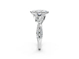 White gold Marquise Cut Diamond with Moissanite side stone Halo Twist Band Solitaire Prong Setting Ring_15