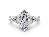 White gold Marquise Cut Diamond with Moissanite side stone Halo Twist Band Solitaire Prong Setting Ring_31