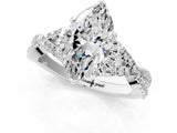 White gold Marquise Cut Diamond with Moissanite side stone Halo Twist Band Solitaire Prong Setting Ring_32