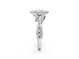 White gold Marquise Cut Diamond with Moissanite side stone Halo Twist Band Solitaire Prong Setting Ring_33