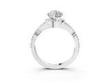 White gold Marquise Cut Diamond with Moissanite side stone Halo Twist Band Solitaire Prong Setting Ring_34