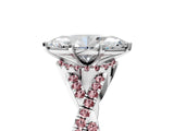 White gold Marquise Cut Diamond with Morganite side stone Halo Twist Band Solitaire Prong Setting Ring_17