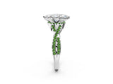 White gold Marquise Cut Diamond with Peridot side stone Halo Twist Band Solitaire Prong Setting Ring_14