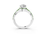 White gold Marquise Cut Diamond with Peridot side stone Halo Twist Band Solitaire Prong Setting Ring_15