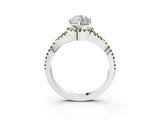 White gold Marquise Cut Diamond with Peridot side stone Halo Twist Band Solitaire Prong Setting Ring_27