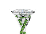 White gold Marquise Cut Diamond with Peridot side stone Halo Twist Band Solitaire Prong Setting Ring_29