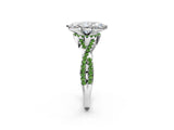 White gold Marquise Cut Diamond with Peridot side stone Halo Twist Band Solitaire Prong Setting Ring_32