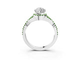 White gold Marquise Cut Diamond with Peridot side stone Halo Twist Band Solitaire Prong Setting Ring_33