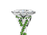 White gold Marquise Cut Diamond with Peridot side stone Halo Twist Band Solitaire Prong Setting Ring_35