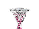 White gold Marquise Cut Diamond with Pink Sapphire side stone Halo Twist Band Solitaire Prong Setting Ring_17