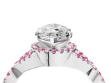 White gold Marquise Cut Diamond with Pink Sapphire side stone Halo Twist Band Solitaire Prong Setting Ring_35