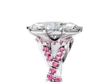 White gold Marquise Cut Diamond with Pink Sapphire side stone Halo Twist Band Solitaire Prong Setting Ring_36