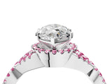 White gold Marquise Cut Diamond with Pink Sapphire side stone Halo Twist Band Solitaire Prong Setting Ring_47
