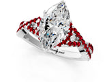 White gold Marquise Cut Diamond with Ruby side stone Halo Twist Band Solitaire Prong Setting Ring_13