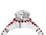 White gold Marquise Cut Diamond with Ruby side stone Halo Twist Band Solitaire Prong Setting Ring_16