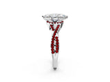 White gold Marquise Cut Diamond with Ruby side stone Halo Twist Band Solitaire Prong Setting Ring_27