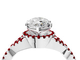 White gold Marquise Cut Diamond with Ruby side stone Halo Twist Band Solitaire Prong Setting Ring_29