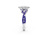 White gold Marquise Cut Diamond with Tanzanite side stone Halo Twist Band Solitaire Prong Setting Ring_14
