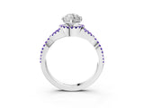 White gold Marquise Cut Diamond with Tanzanite side stone Halo Twist Band Solitaire Prong Setting Ring_15