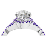 White gold Marquise Cut Diamond with Tanzanite side stone Halo Twist Band Solitaire Prong Setting Ring_16