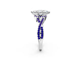 White gold Marquise Cut Diamond with Tanzanite side stone Halo Twist Band Solitaire Prong Setting Ring_44