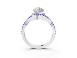 White gold Marquise Cut Diamond with Tanzanite side stone Halo Twist Band Solitaire Prong Setting Ring_45