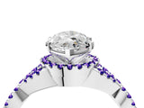 White gold Marquise Cut Diamond with Tanzanite side stone Halo Twist Band Solitaire Prong Setting Ring_46