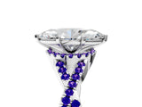 White gold Marquise Cut Diamond with Tanzanite side stone Halo Twist Band Solitaire Prong Setting Ring_47