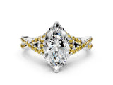 White gold Marquise Cut Diamond with Yellow Sapphire side stone Halo Twist Band Solitaire Prong Setting Ring_12