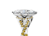 White gold Marquise Cut Diamond with Yellow Sapphire side stone Halo Twist Band Solitaire Prong Setting Ring_17