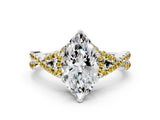 White gold Marquise Cut Diamond with Yellow Sapphire side stone Halo Twist Band Solitaire Prong Setting Ring_24