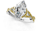 White gold Marquise Cut Diamond with Yellow Sapphire side stone Halo Twist Band Solitaire Prong Setting Ring_25