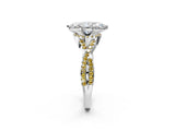 White gold Marquise Cut Diamond with Yellow Sapphire side stone Halo Twist Band Solitaire Prong Setting Ring_26