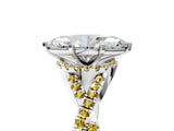 White gold Marquise Cut Diamond with Yellow Sapphire side stone Halo Twist Band Solitaire Prong Setting Ring_29
