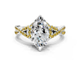 White gold Marquise Cut Diamond with Yellow Sapphire side stone Halo Twist Band Solitaire Prong Setting Ring_30