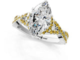 White gold Marquise Cut Diamond with Yellow Sapphire side stone Halo Twist Band Solitaire Prong Setting Ring_31