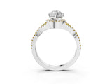 White gold Marquise Cut Diamond with Yellow Sapphire side stone Halo Twist Band Solitaire Prong Setting Ring_33