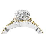 White gold Marquise Cut Diamond with Yellow Sapphire side stone Halo Twist Band Solitaire Prong Setting Ring_34