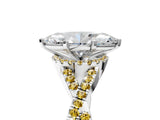 White gold Marquise Cut Diamond with Yellow Sapphire side stone Halo Twist Band Solitaire Prong Setting Ring_35