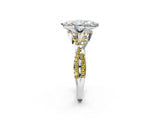 White gold Marquise Cut Diamond with Yellow Sapphire side stone Halo Twist Band Solitaire Prong Setting Ring_44