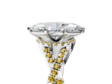 White gold Marquise Cut Diamond with Yellow Sapphire side stone Halo Twist Band Solitaire Prong Setting Ring_47